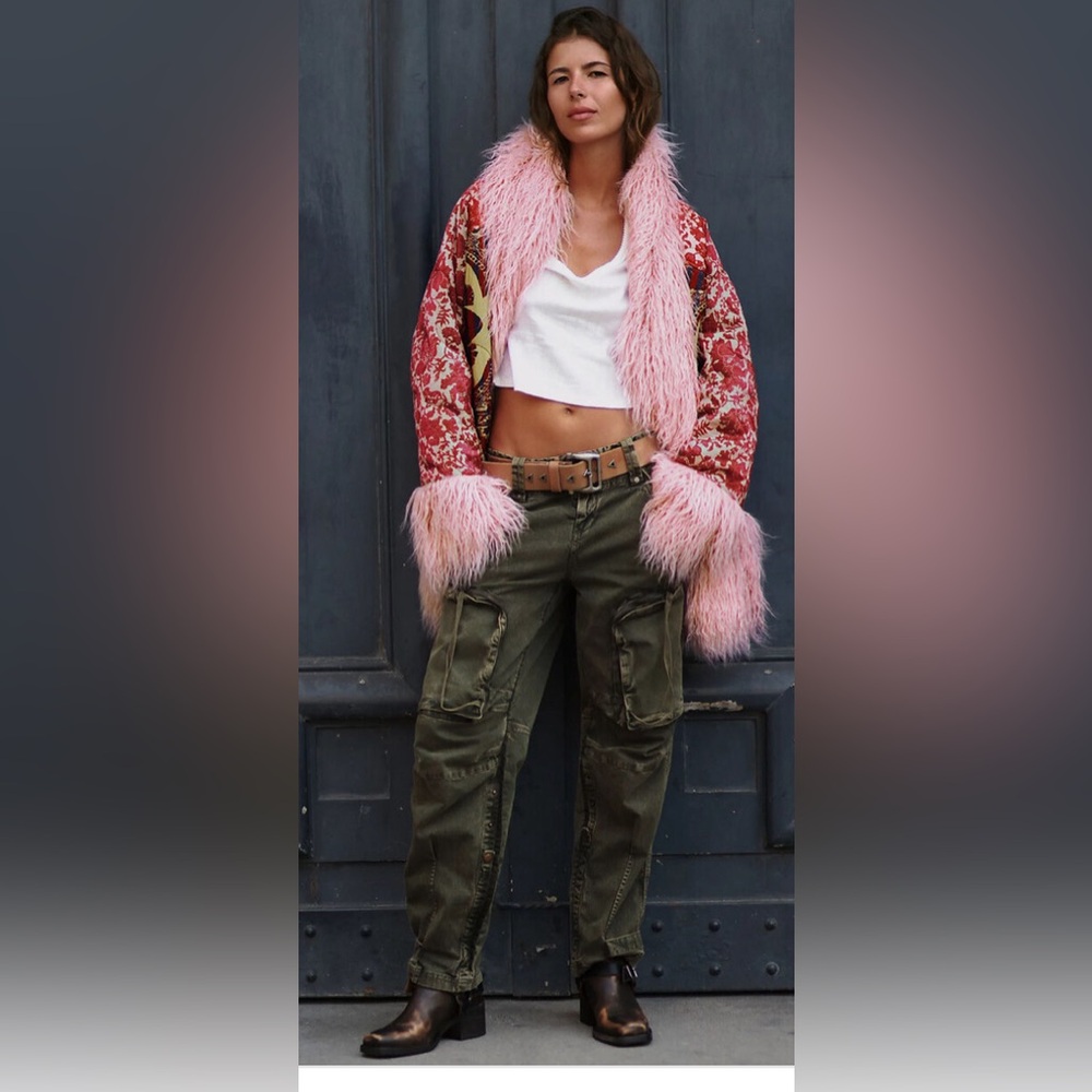 SOLD OUT!Free People Pink and Green Trousers Relaxed Fit